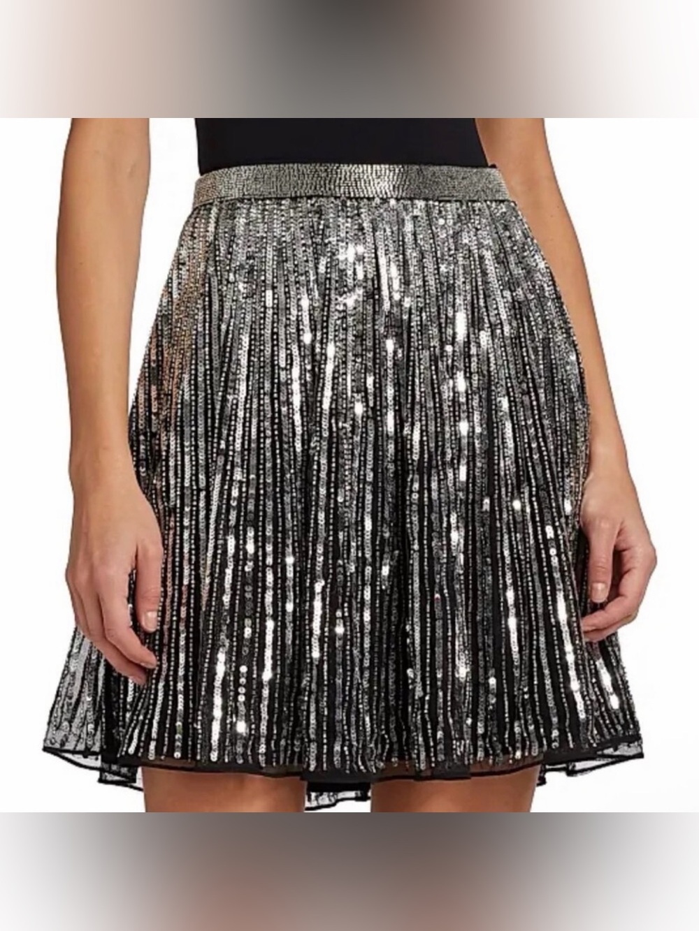 BRAND NEW - Mac Duggal Silver Sequin Circle Skirt